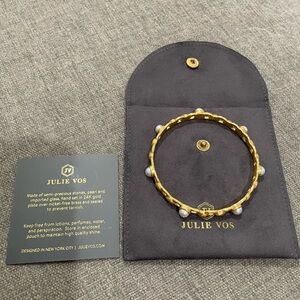 Julie Vos Gold Palermo Bangle with Pearl Accents